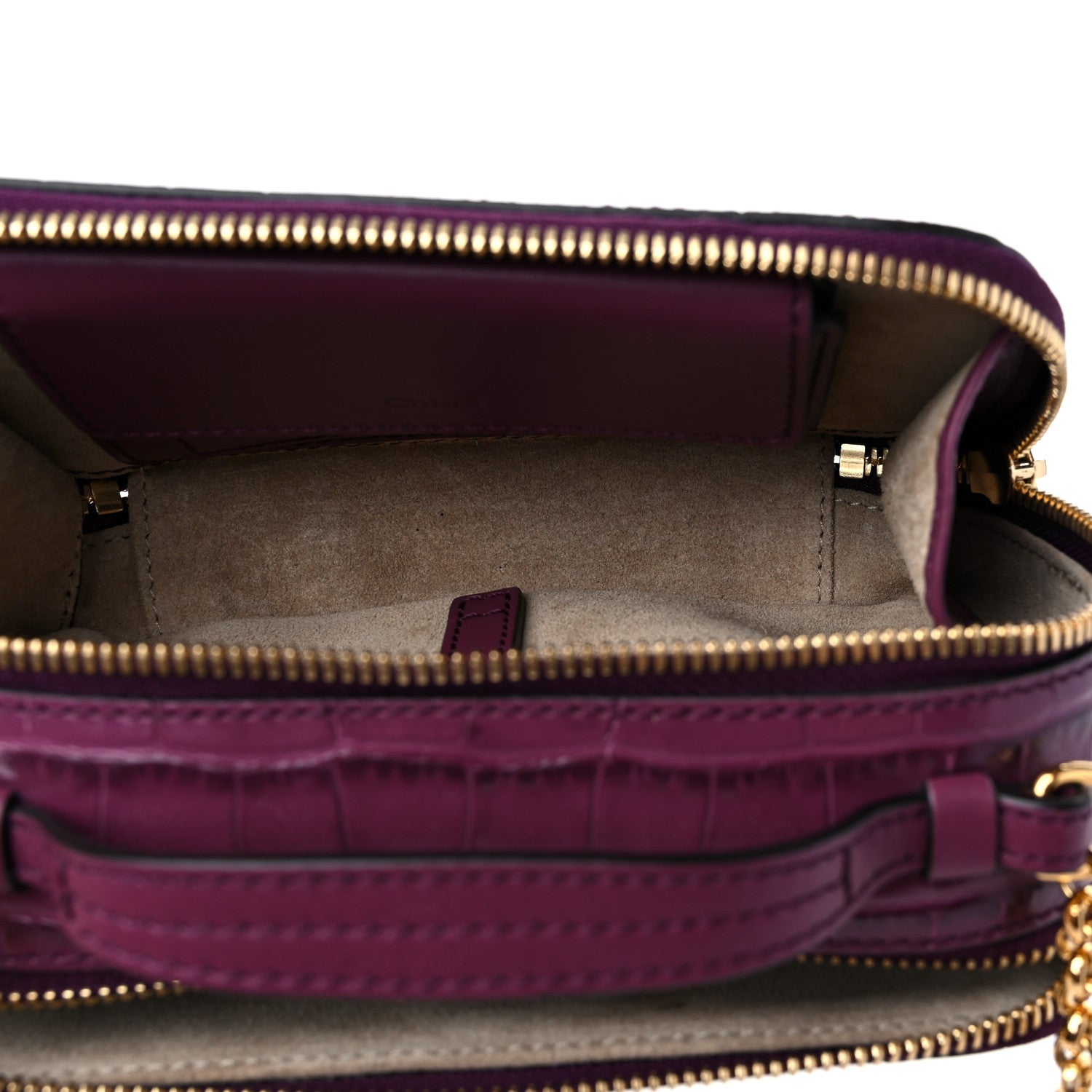 Chloe Calfskin Crocodile Embossed Mini C Vanity Bag Crushed Violet 5 of 10