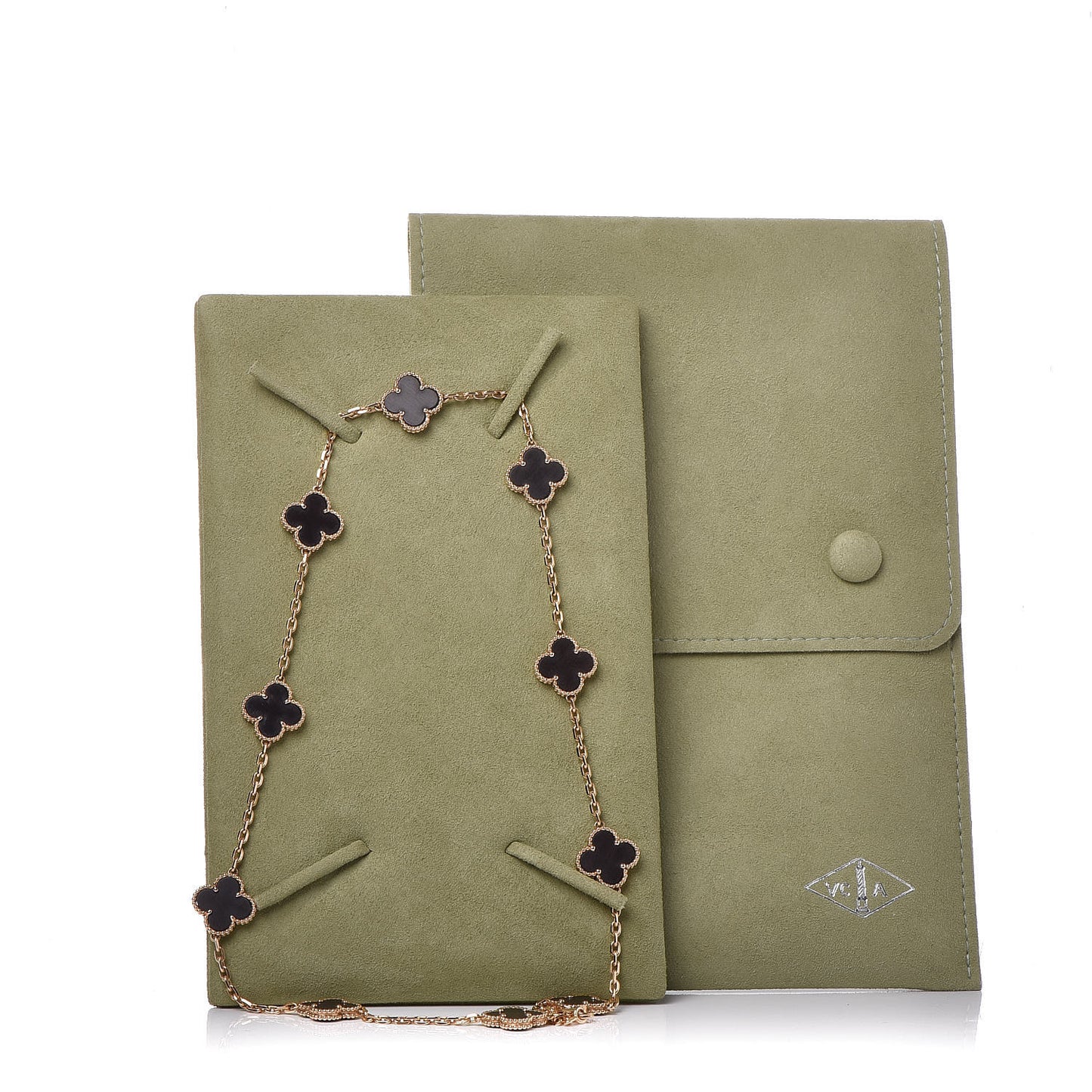 18K Yellow Gold Letterwood 10 Motifs Vintage Alhambra Necklace