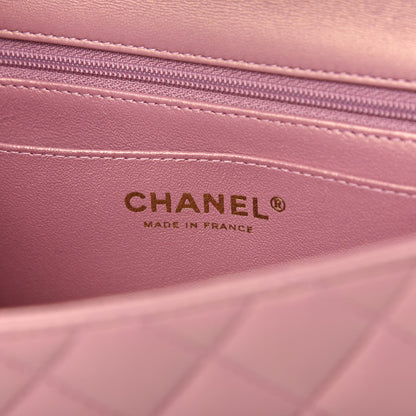 Chanel Iridescent Lambskin Quilted Mini Top Handle Rectangular Flap Pink 8 of 11