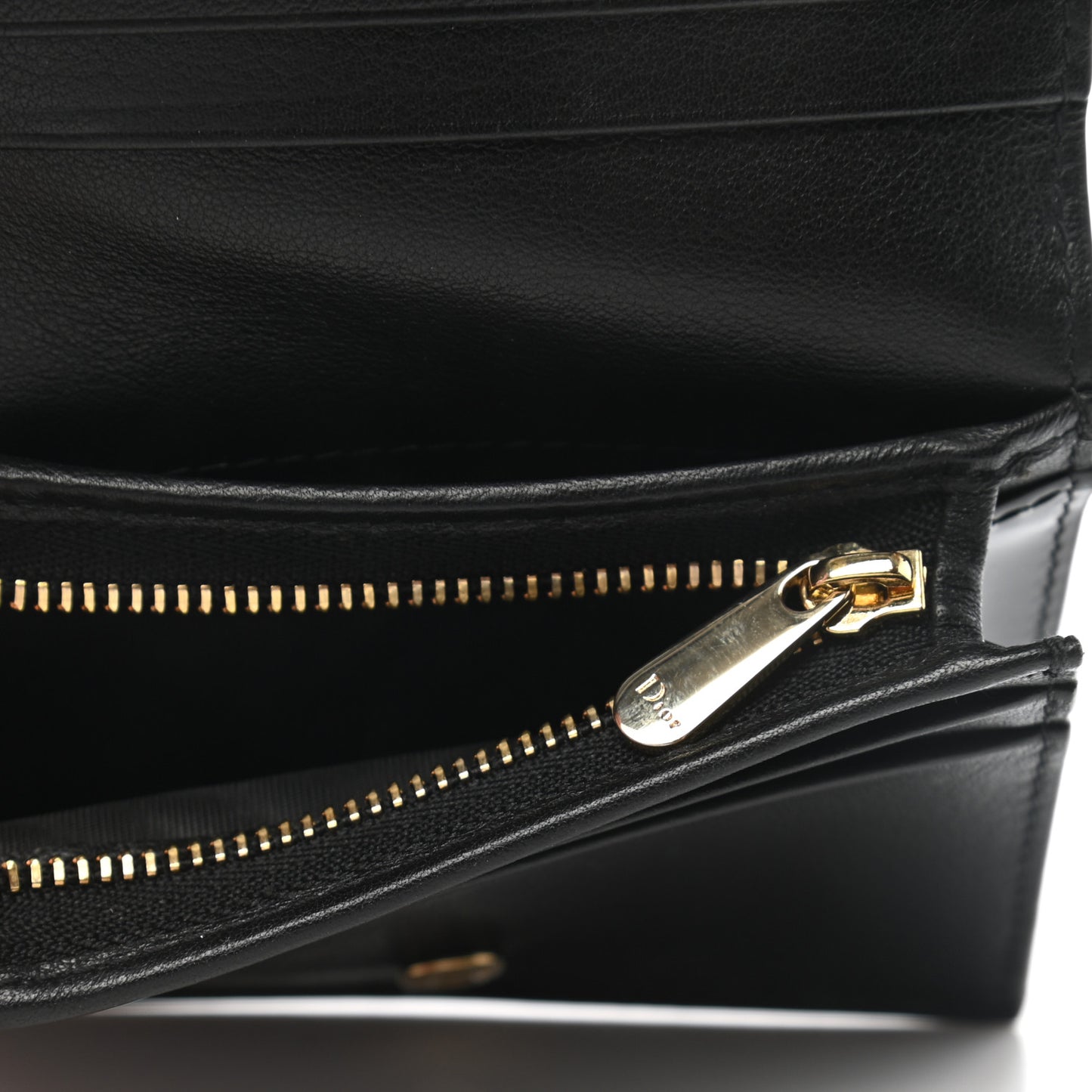 Patent Cannage Mini Lady Dior Wallet Black