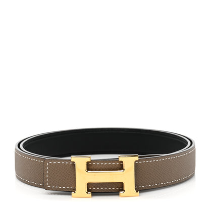 Hermes Epsom Swift 24mm Mini H Belt 85 34 Etoupe Black 1 of 4