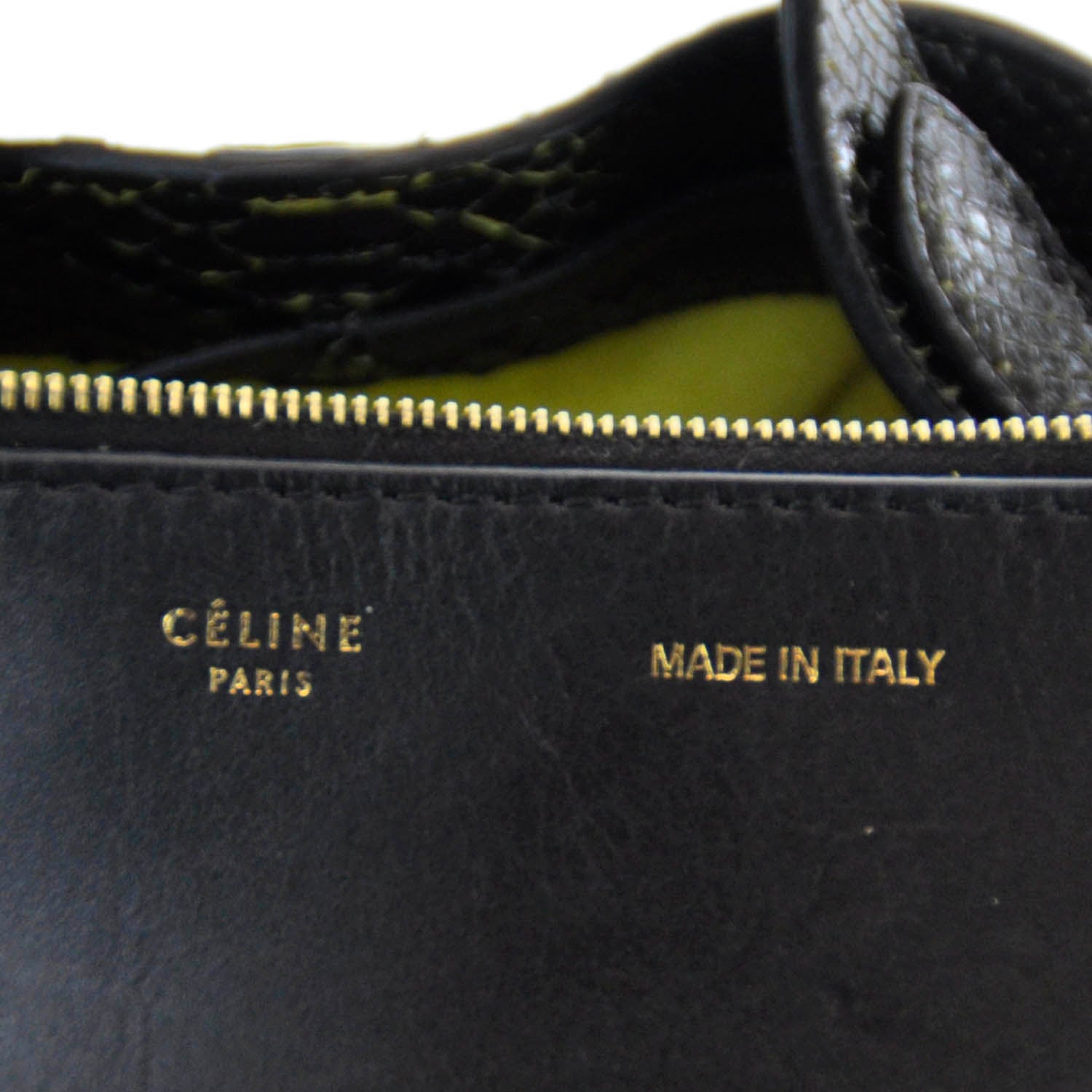 Celine Python Large Seau Drawstring Tote Black Yellow 6 of 6