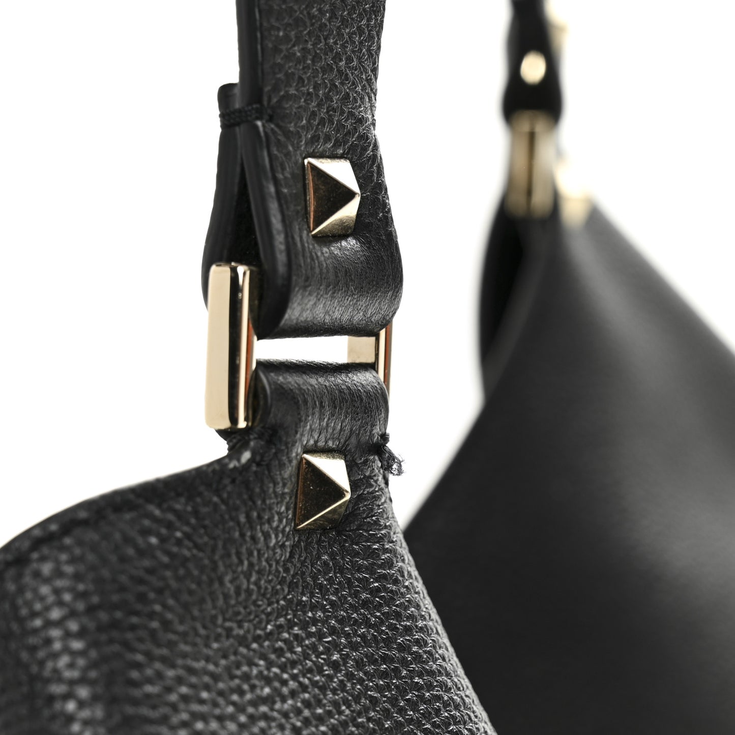 Grained Calfskin Small Rockstud Tote Black