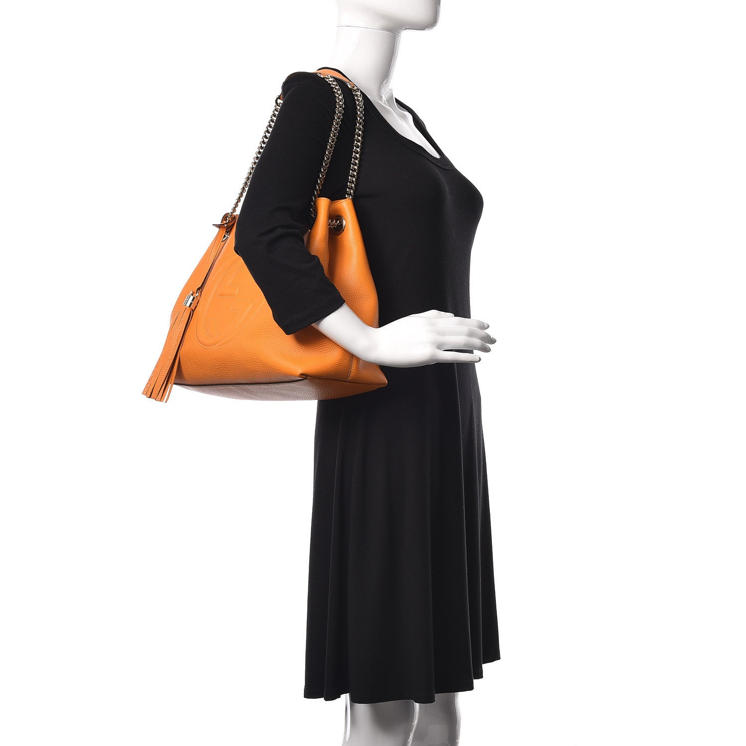 Gucci Pebbled Calfskin Medium Soho Chain Shoulder Bag Curcuma 2 of 9