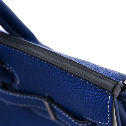 Hermes Togo Bi-Color Horseshoe Birkin 30 Bleu Electrique Craie 10 of 12
