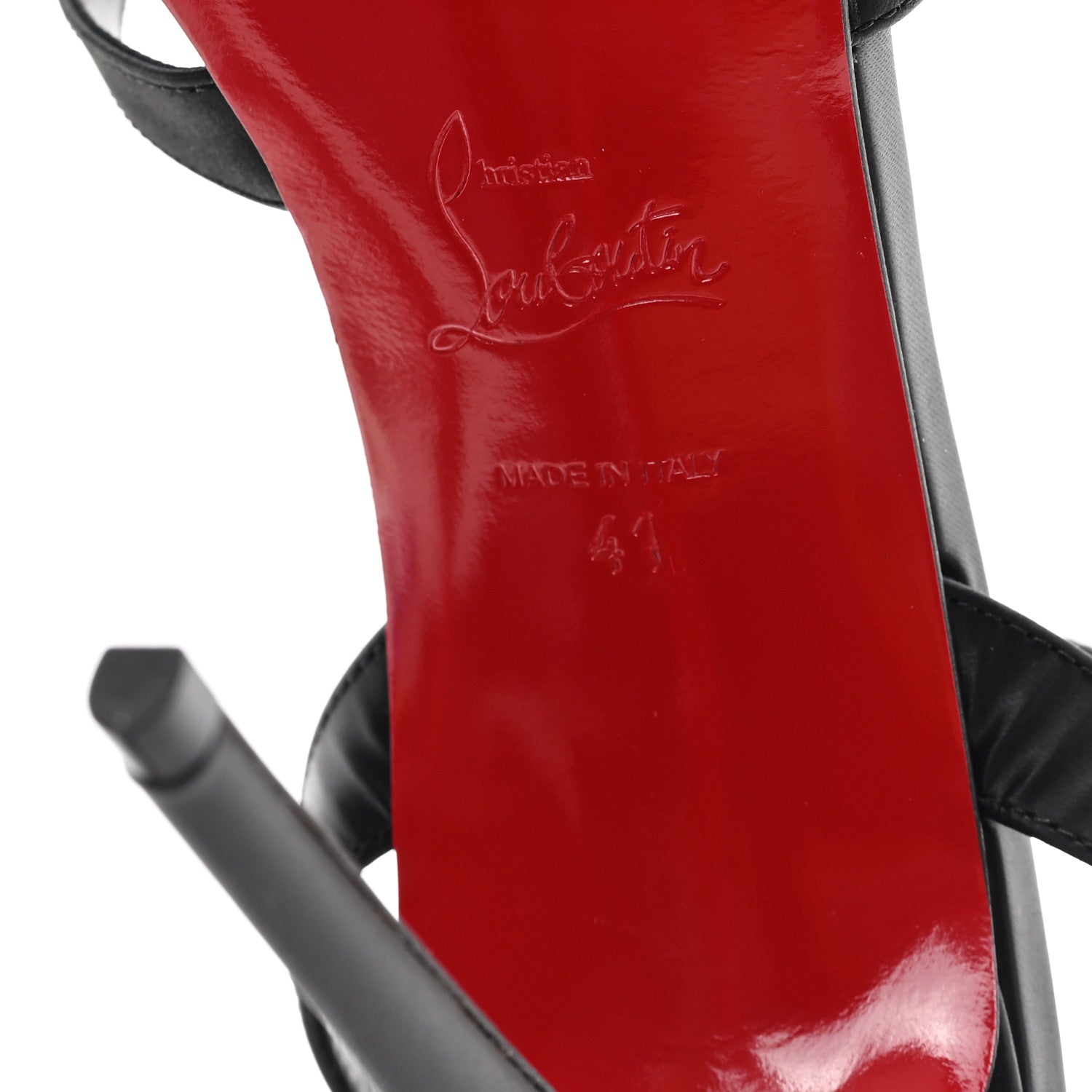 Christian Louboutin Kid Laminato Satin Tangueva 100 Sandals 41 Black 7 of 8