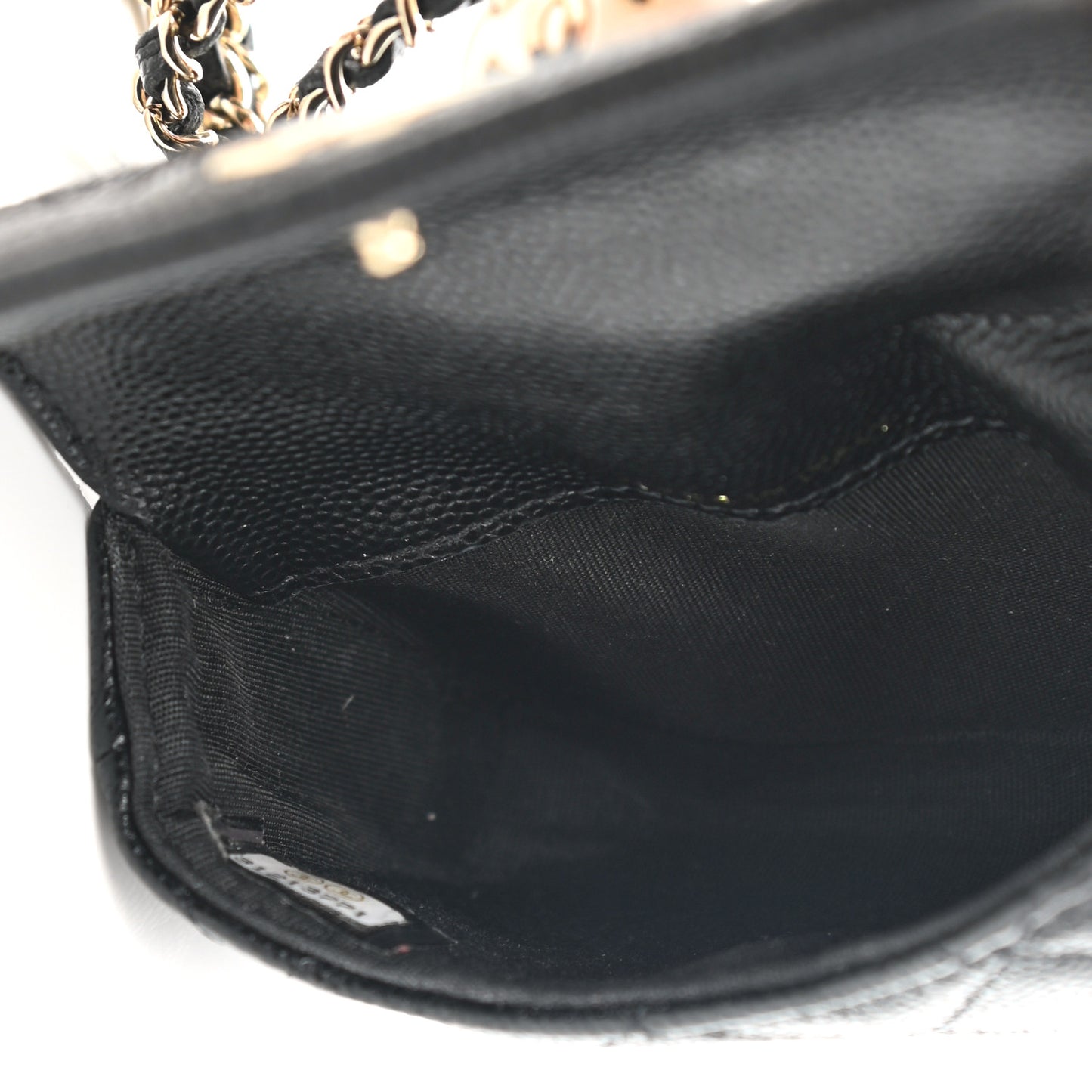 Caviar Quilted Mini Pearl On Top Coin Purse With Chain Black