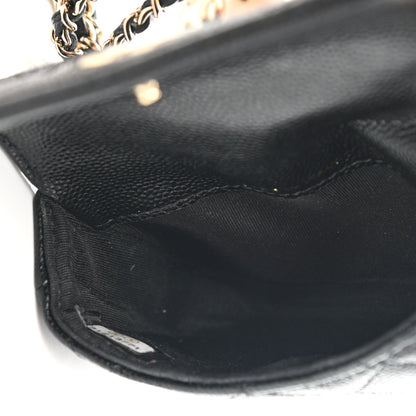 Chanel Caviar Quilted Mini Pearl On Top Coin Purse With Chain Black 5 of 14