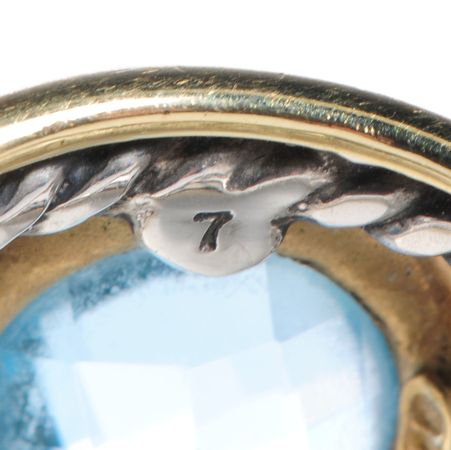 Sterling Silver 18k Yellow Gold Blue Topaz Renaissance Ring 4.5
