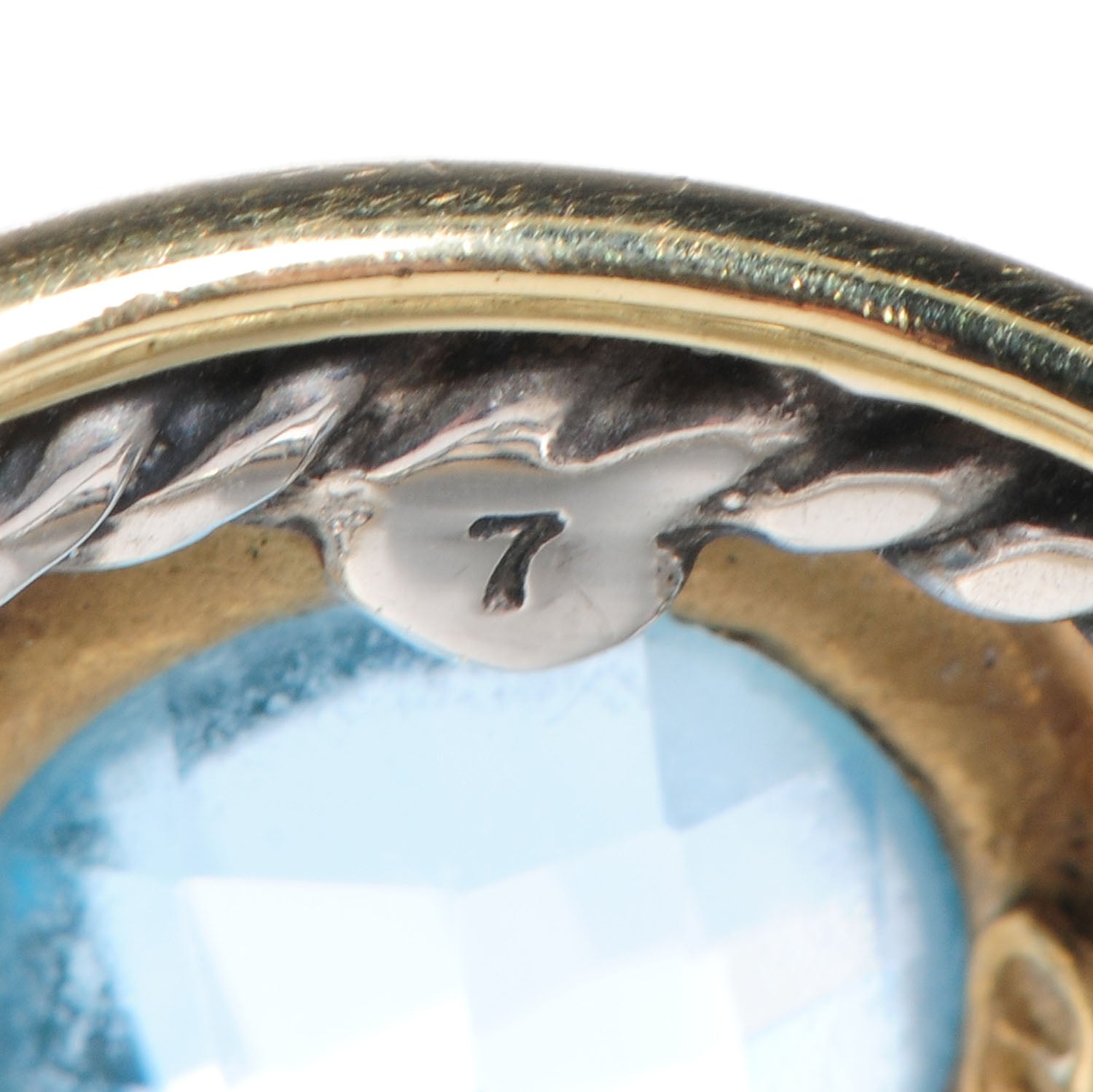 David Yurman Sterling Silver 18k Yellow Gold Blue Topaz Renaissance Ring 4.5 4 of 7