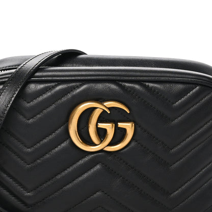 Gucci Calfskin Matelasse Small GG Marmont Chain Shoulder Bag Black 8 of 10
