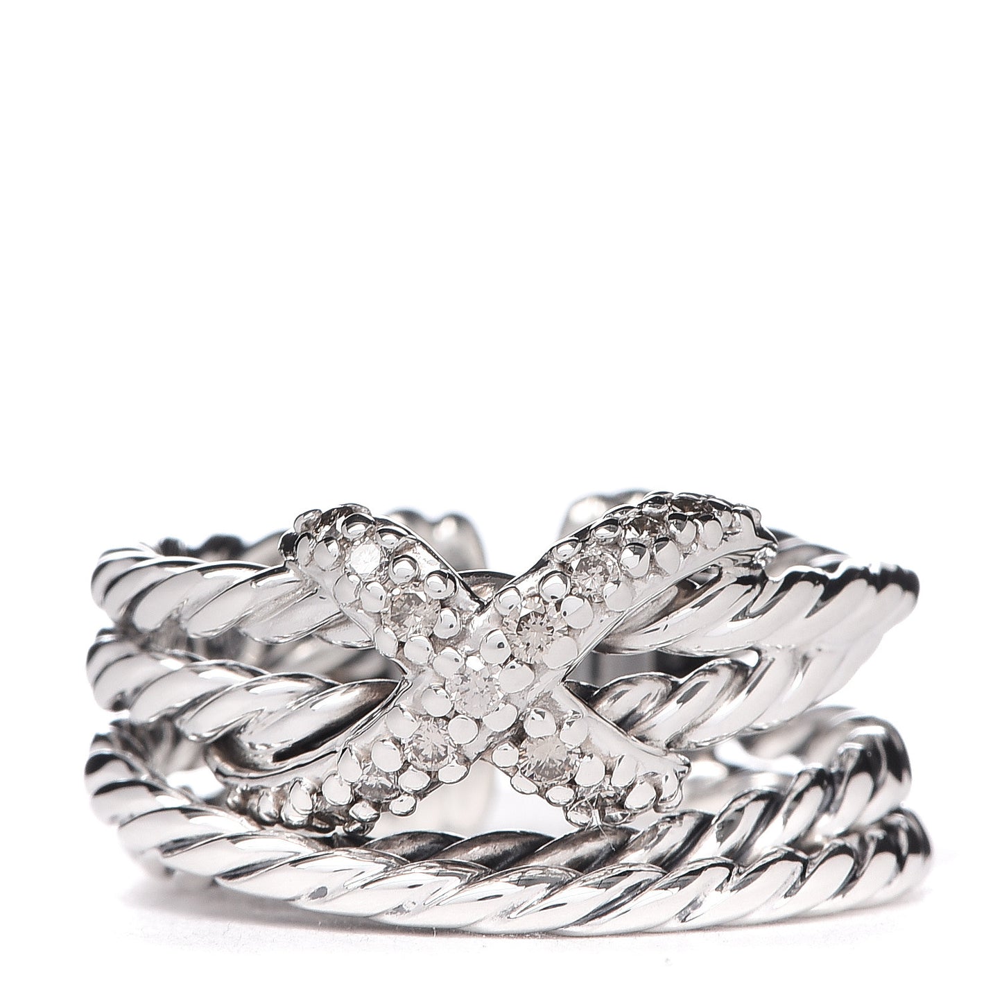 Sterling Silver Diamond 10mm X Crossover Ring 50 5.25