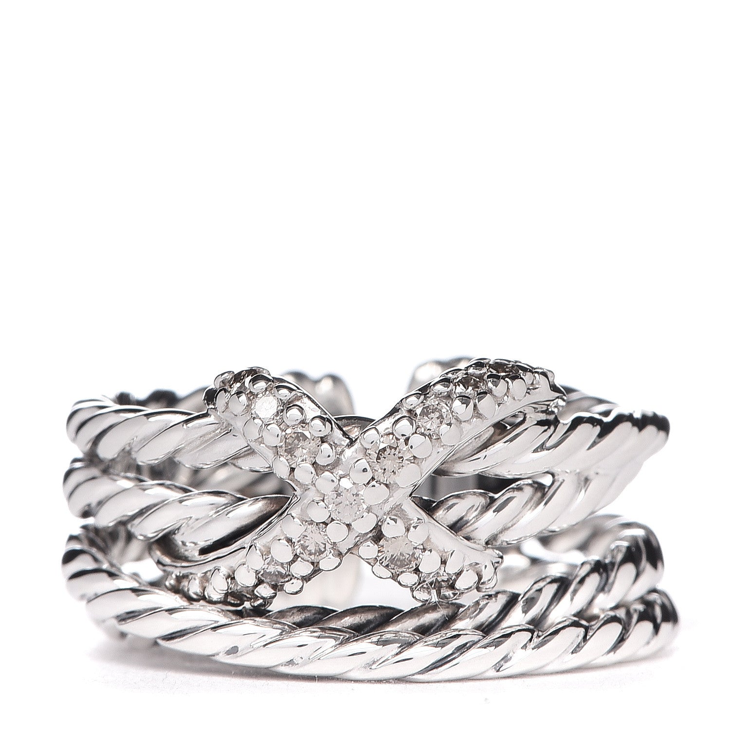 David Yurman Sterling Silver Diamond 10mm X Crossover Ring 50 5.25 1 of 5