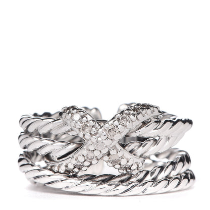 David Yurman Sterling Silver Diamond 10mm X Crossover Ring 50 5.25 1 of 5