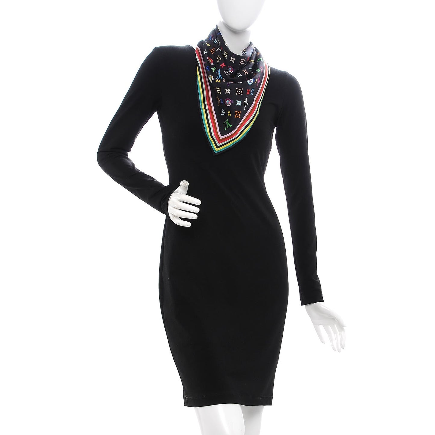 Silk Multicolor Eye Love Scarf Black