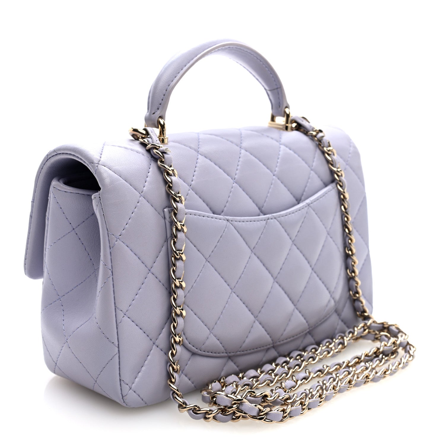 Chanel Lambskin Quilted Mini Top Handle Rectangular Flap Light Purple 3 of 10