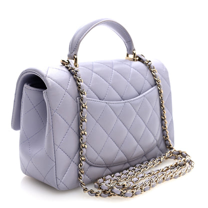 Chanel Lambskin Quilted Mini Top Handle Rectangular Flap Light Purple 3 of 10