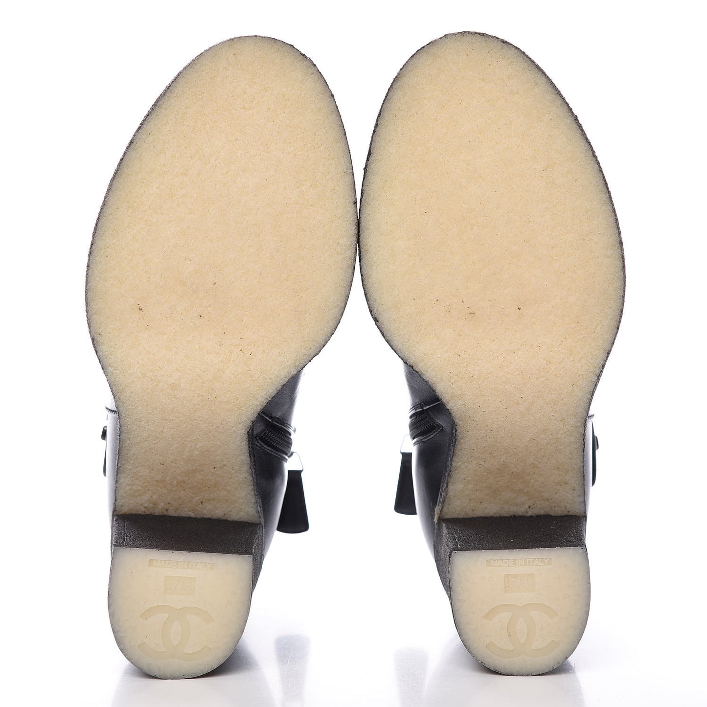 Iridescent Goatskin CC Turnlock Short Boots 37.5 Black