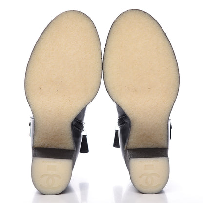 Chanel Iridescent Goatskin CC Turnlock Short Boots 37.5 Black 5 of 9