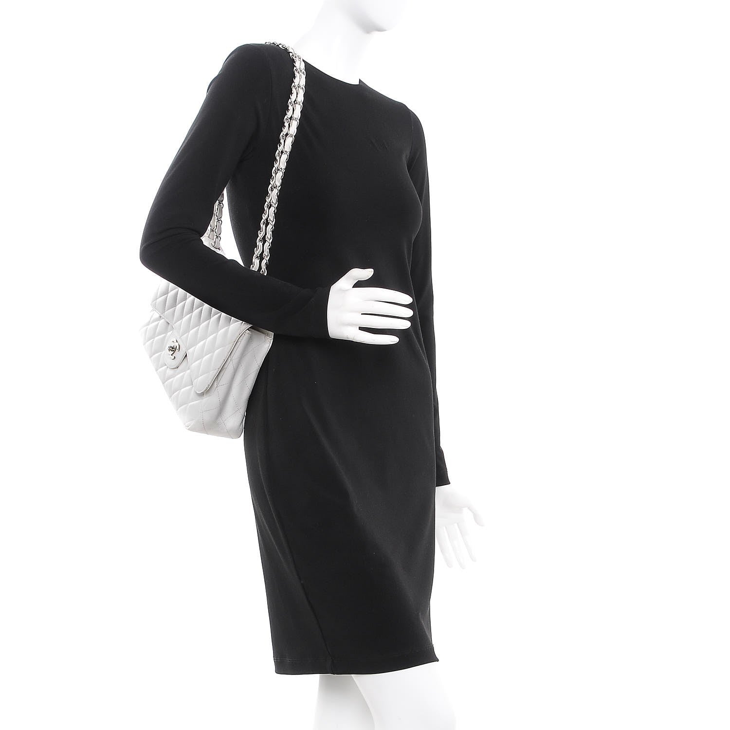 Chanel Caviar Quilted Jumbo Single Flap White 2 of 14