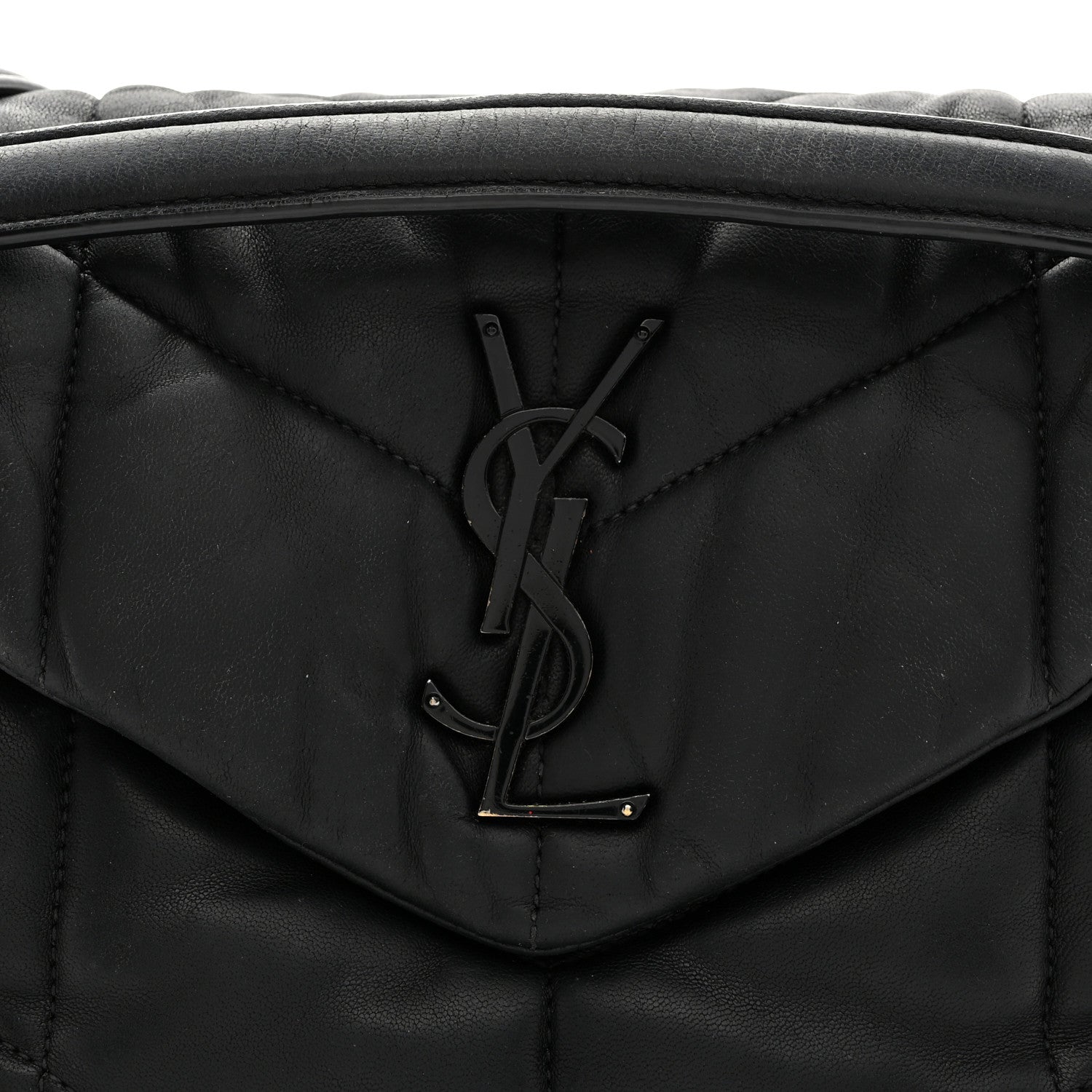 Saint Laurent Lambskin Quilted Monogram Monochrome Small Loulou Puffer Chain Satchel Black 8 of 10