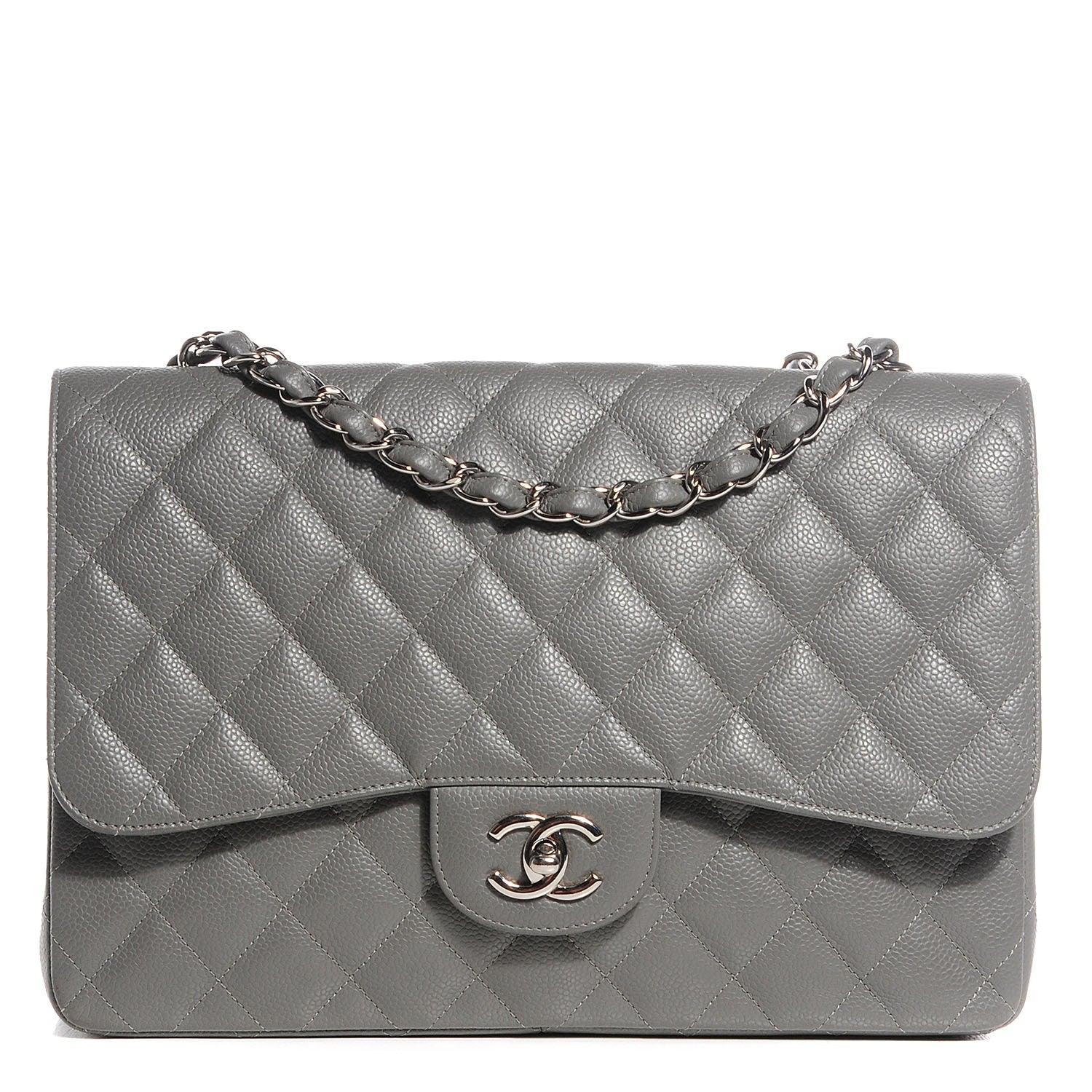 Chanel Caviar Quilted Jumbo Single Flap Grey 1 of 8