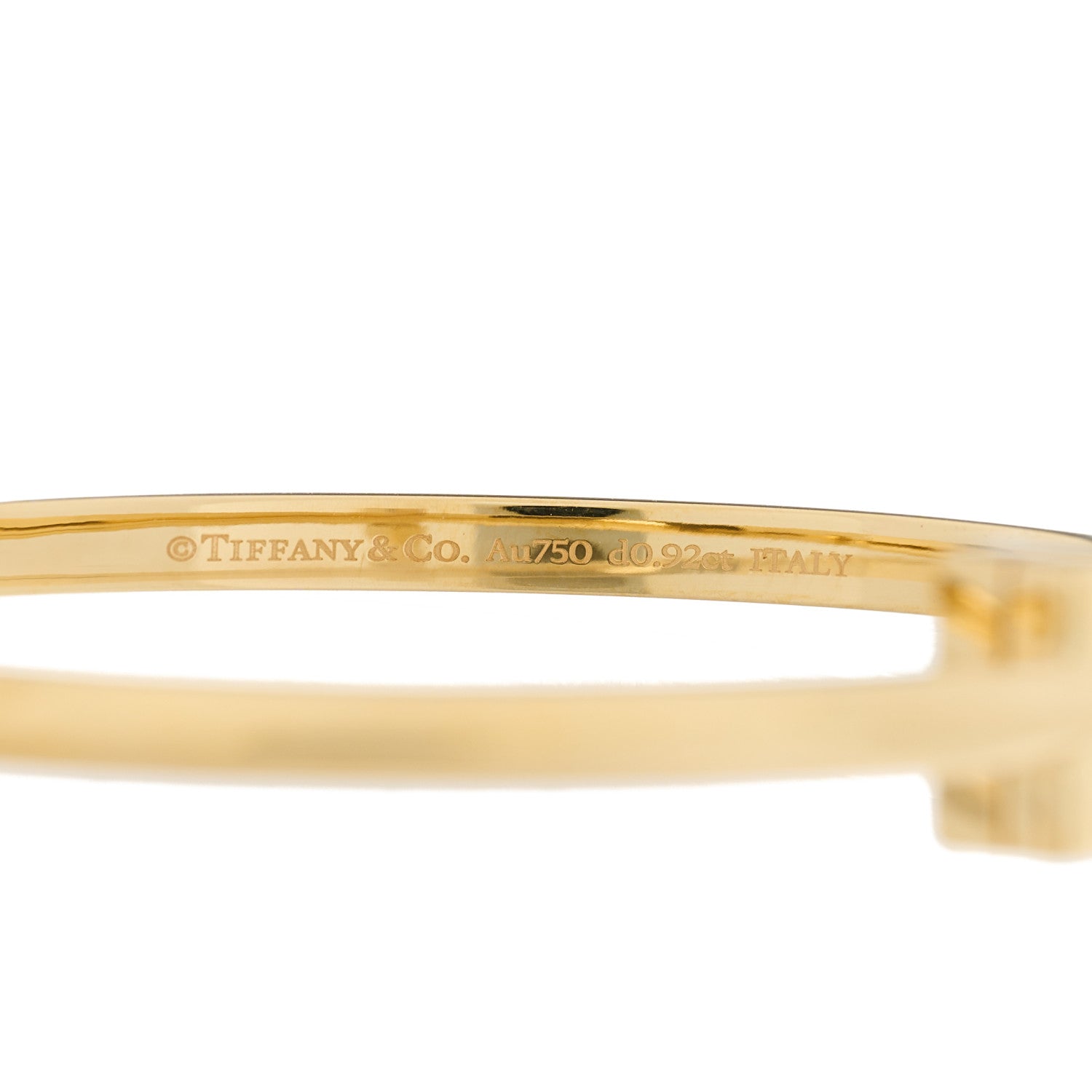 Tiffany 18K Yellow Gold Diamond Narrow T1 Hinged Bangle Bracelet 4 of 5