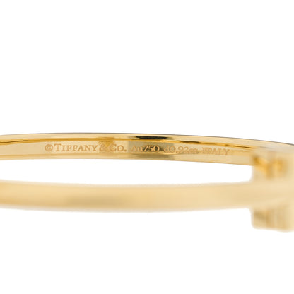 Tiffany 18K Yellow Gold Diamond Narrow T1 Hinged Bangle Bracelet 4 of 5