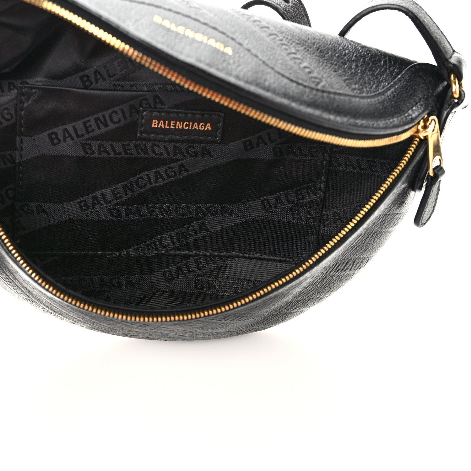 Balenciaga Shiny Goatskin Allover Logo Embossed XXS Souvenir Belt Bag Black 5 of 9