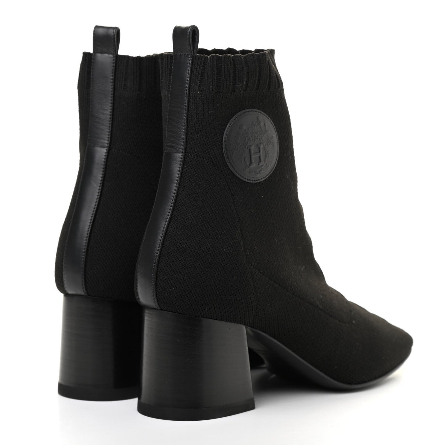 Knit Calfskin Volver Ankle Boots 36.5 Black