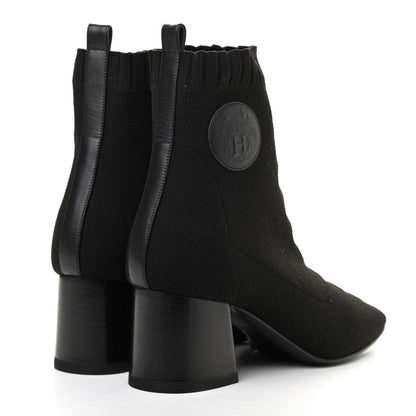 Hermes Knit Calfskin Volver Ankle Boots 36.5 Black 4 of 7