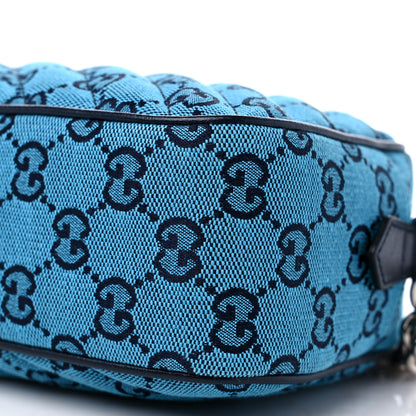Gucci Monogram Multicolor Matelasse Diagonal Small GG Marmont Chain Shoulder Bag Light Blue 9 of 9