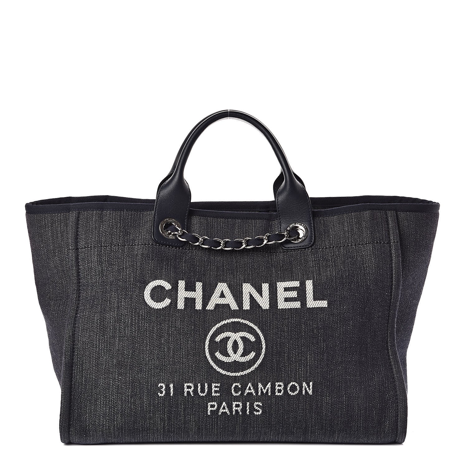 Chanel Denim Large Deauville Tote Dark Blue 1 of 11