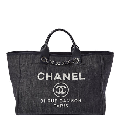 Chanel Denim Large Deauville Tote Dark Blue 1 of 11