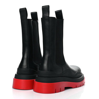 Bottega Veneta Calfskin The Tire Chelsea Boots 43 Black Bright Red 4 of 8