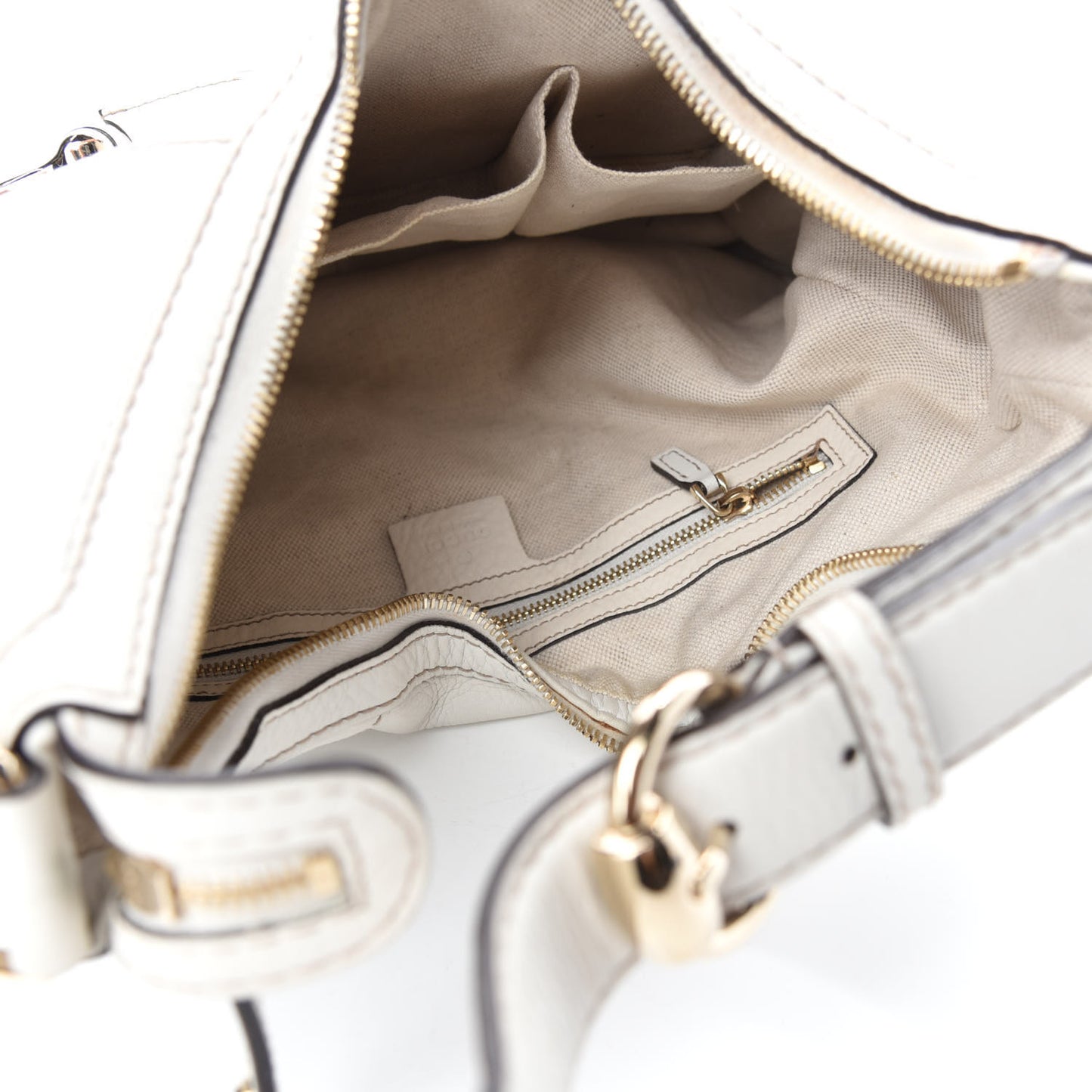 Calfskin Horsebit Web Hobo White