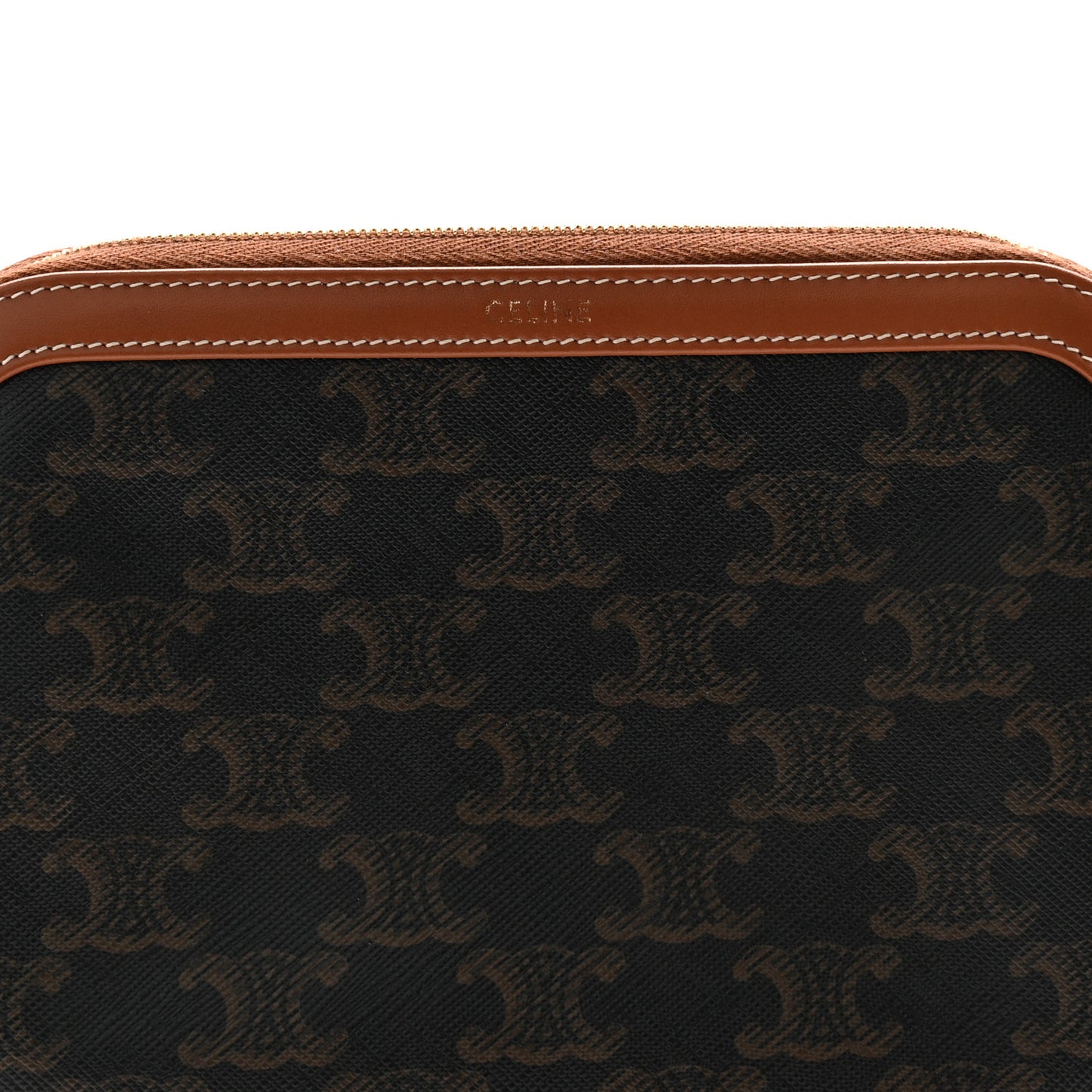 Triomphe Canvas Calfskin Medium Cosmetic Pouch Tan