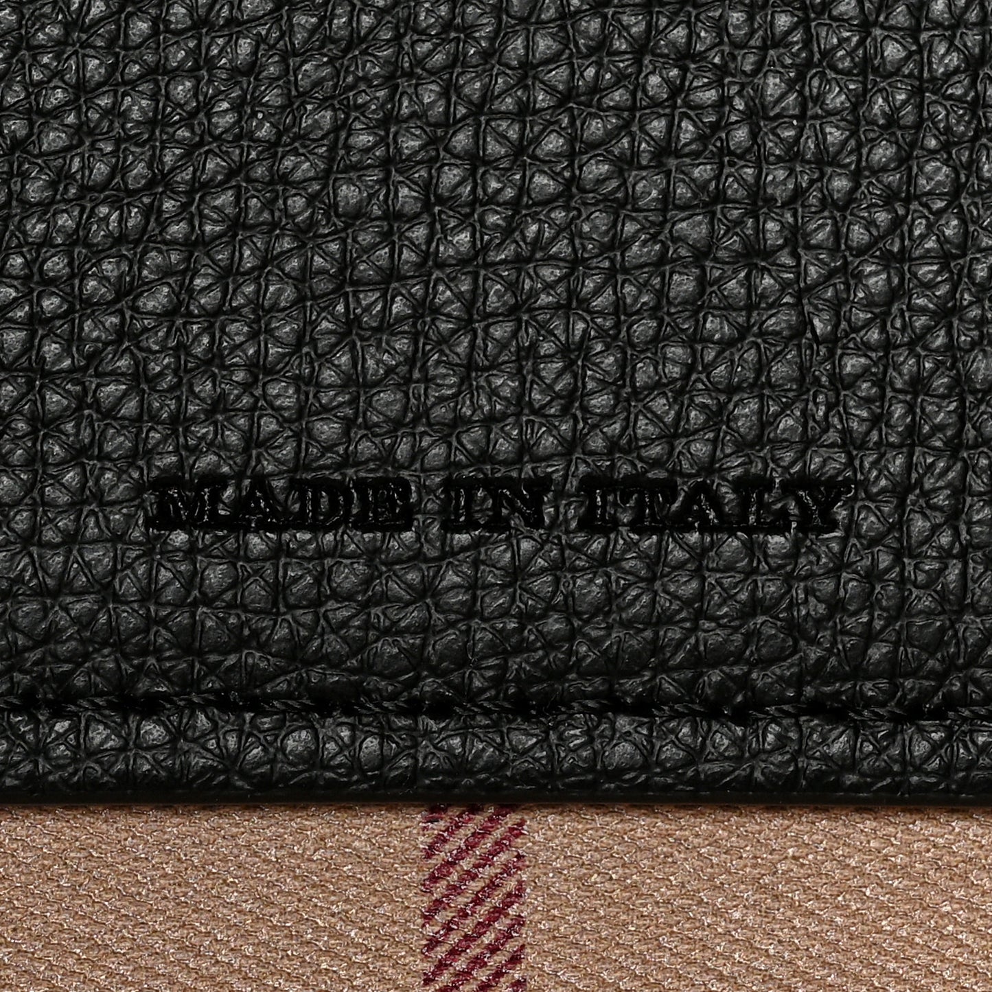Grainy Calfskin Haymarket Check Small Reversible Tote Black
