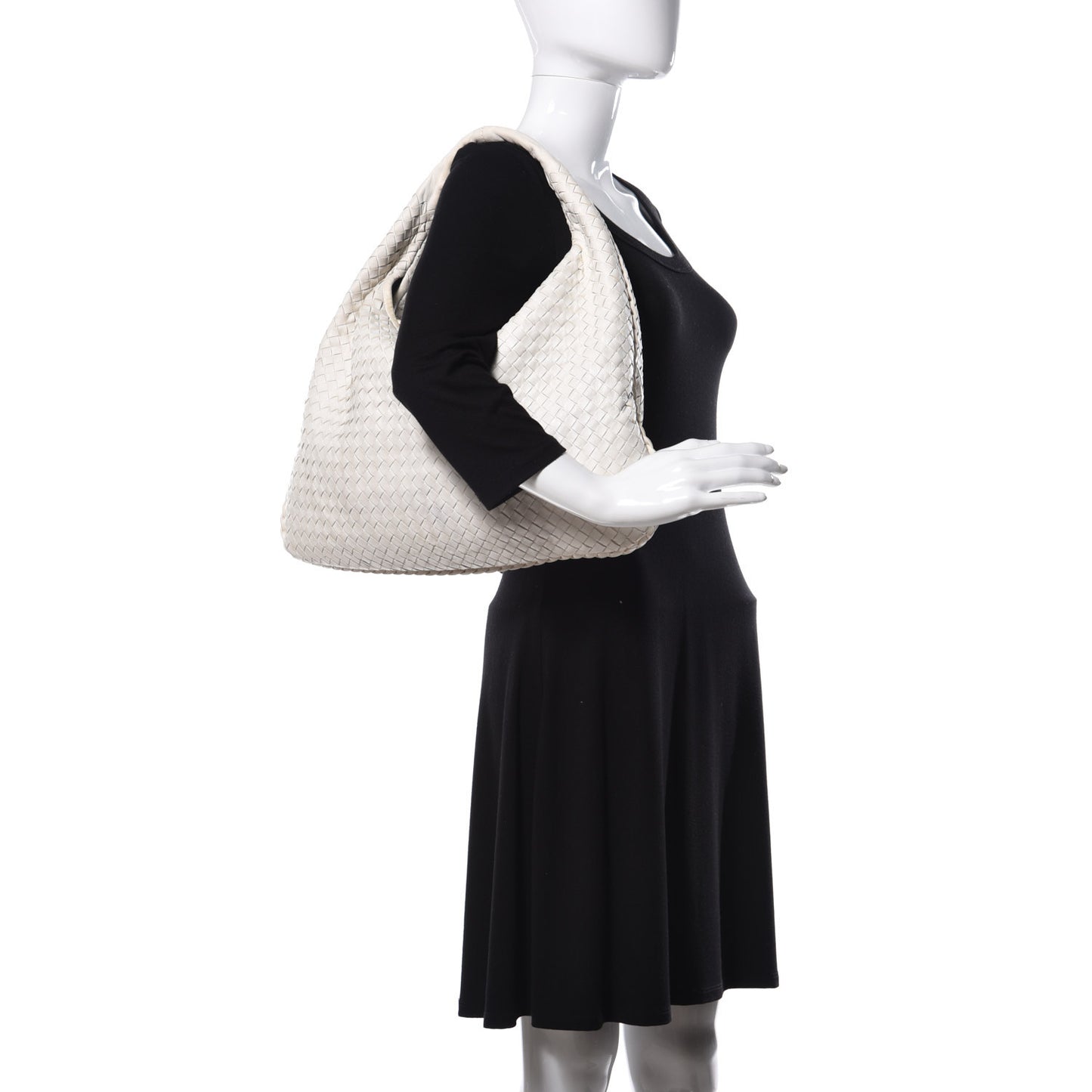 Nappa Intrecciato Large Veneta Hobo White