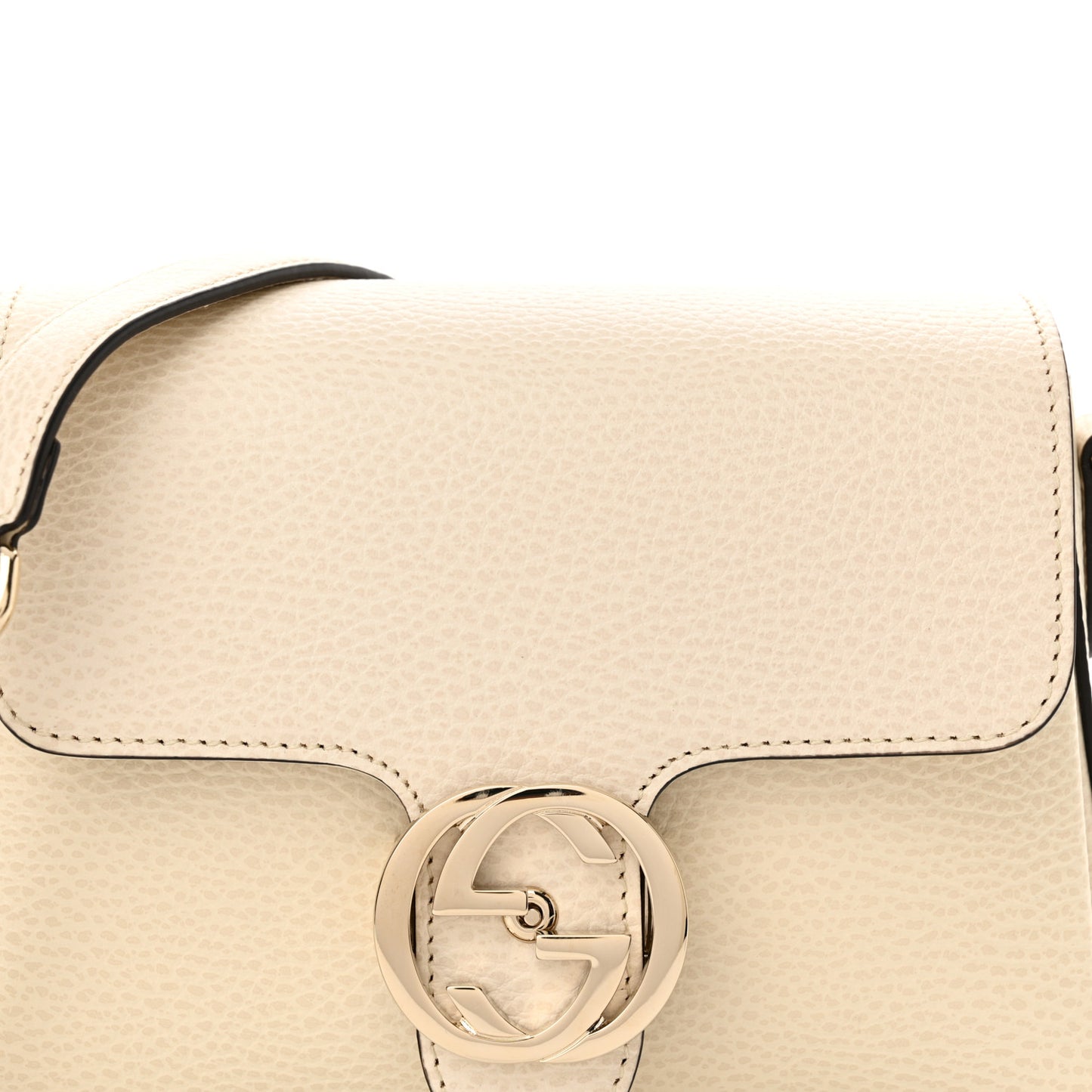 Dollar Calfskin Interlocking G Crossbody Bag Mystic White