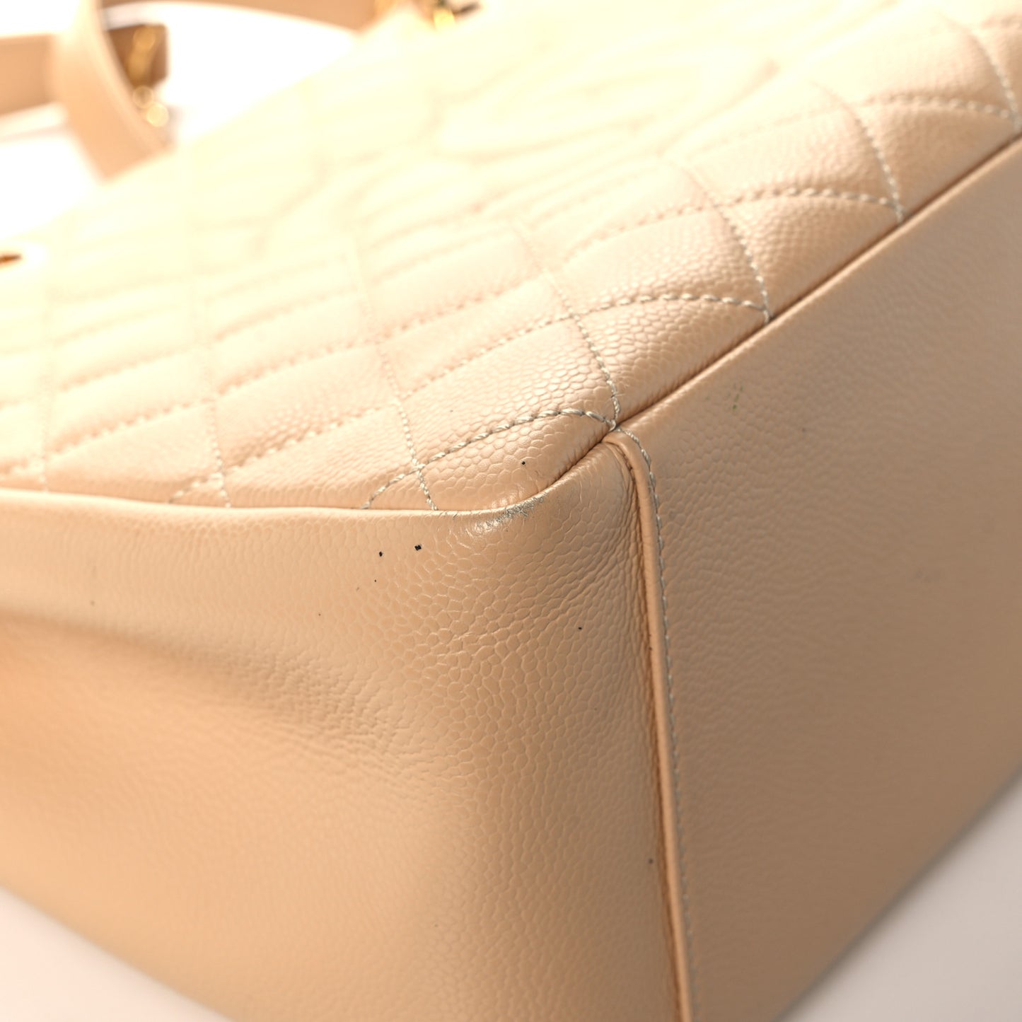 Caviar Quilted Grand Shopping Tote GST Beige