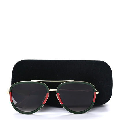 Gucci Acetate Web Aviator Sunglasses GG0062S Green Red 7 of 7
