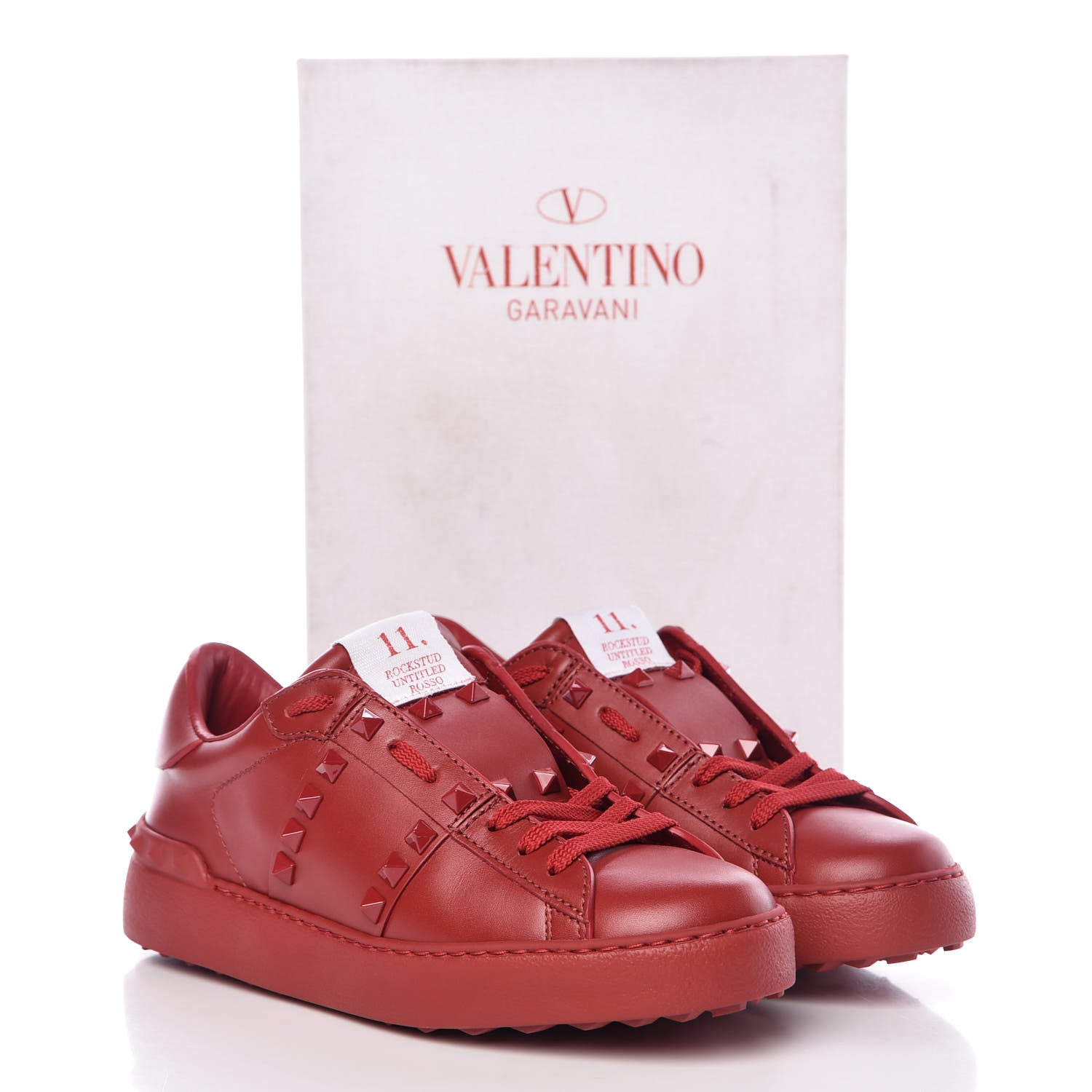Valentino Garavani Calfskin Rockstud Untitled Open Sneakers 36 Rosso Valentino 9 of 9
