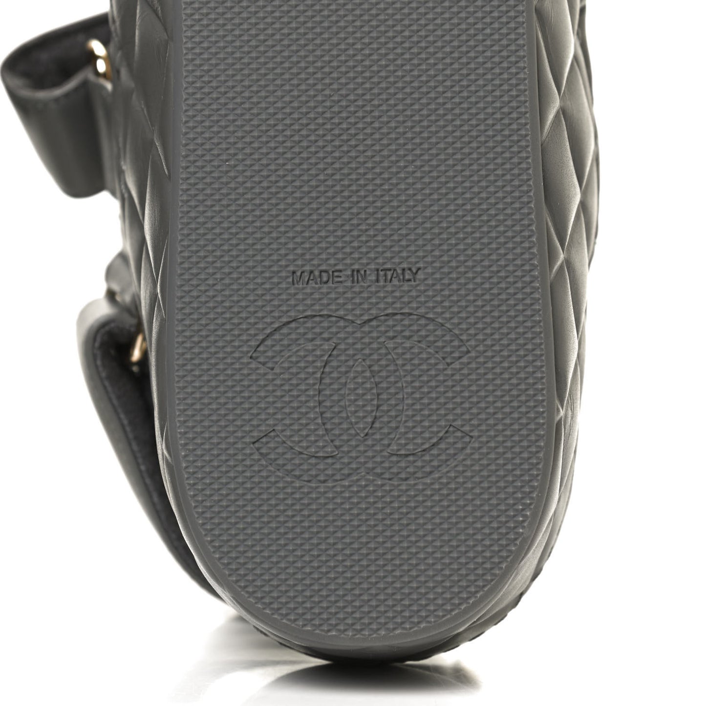 Shiny Calfskin Logo Platform Sandals 38 Grey