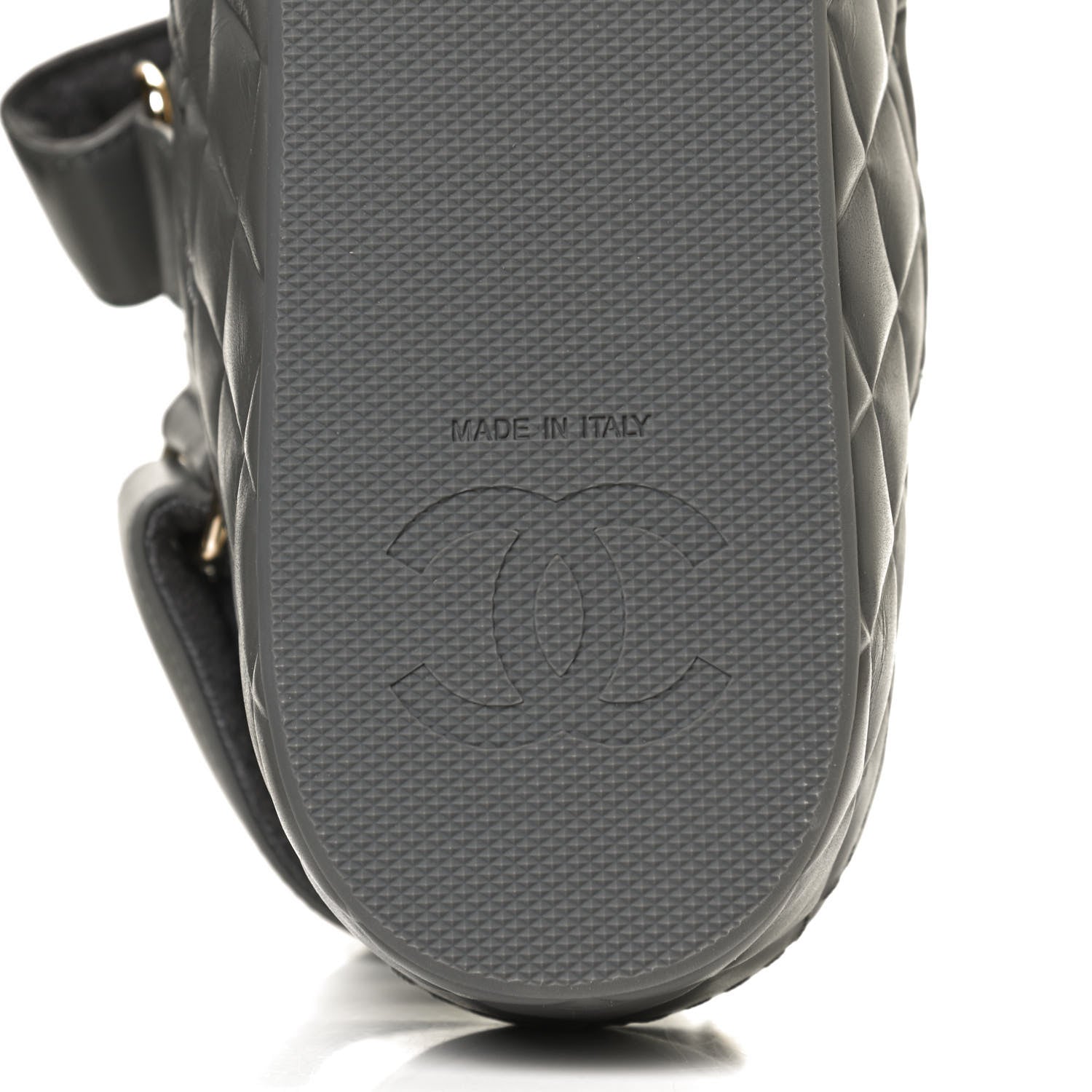 Chanel Shiny Calfskin Logo Platform Sandals 38 Grey 8 of 12