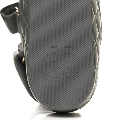 Chanel Shiny Calfskin Logo Platform Sandals 38 Grey 8 of 12