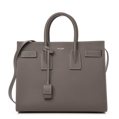 Saint Laurent Grained Calfskin Topstitch Small Sac De Jour Grey 1 of 9
