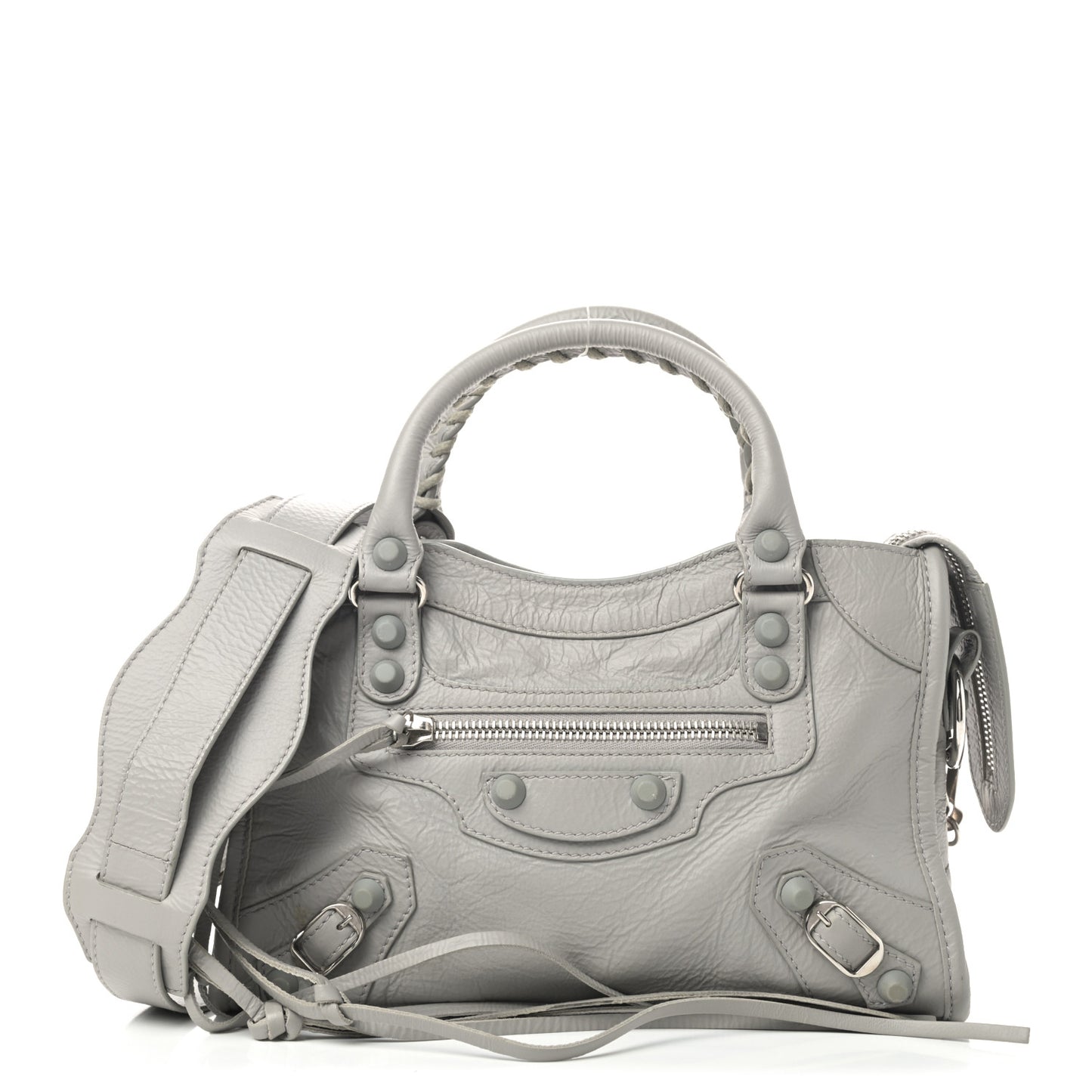 Matte Goatskin Rubber Covered Classic Hardware Mini City Gris Glace