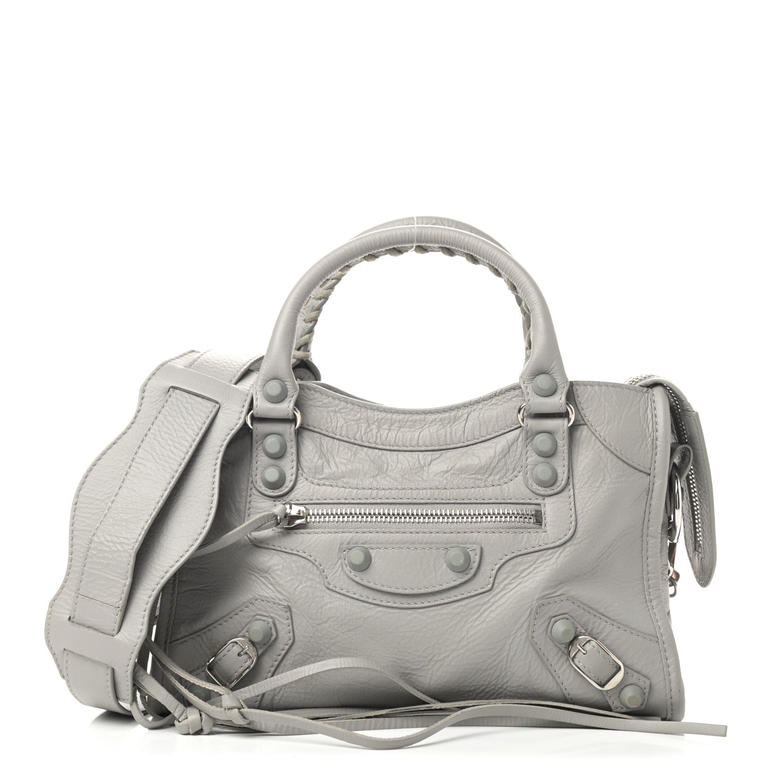 Balenciaga Matte Goatskin Rubber Covered Classic Hardware Mini City Gris Glace 1 of 11