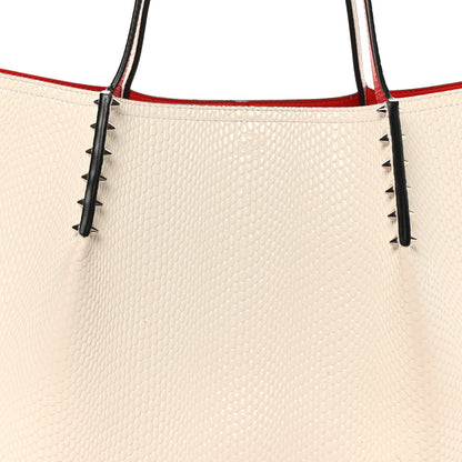 Christian Louboutin Calfskin Jurassic Embossed Spiked Large Cabarock Shopper Tote White 7 of 9
